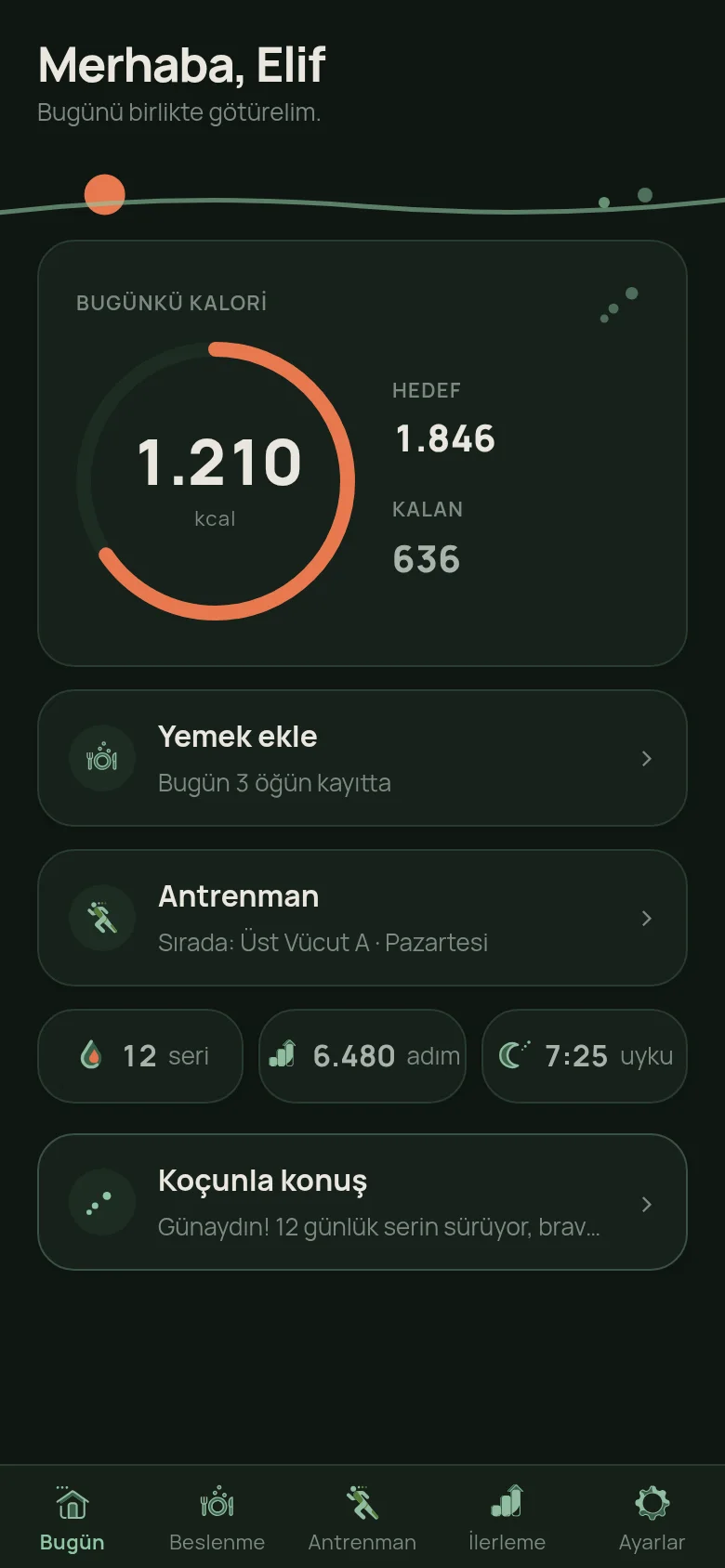 İvvme koyu tema ana ekranı